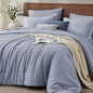 JOLLYVOGUE Queen Comforter Set 7 Pieces Dark Green, Cationic Dyeing Bed in a Bag Queen, Double-Tone Bedding Set with Down Alternative Comforter, Sheets, Pillowcases & Shams
