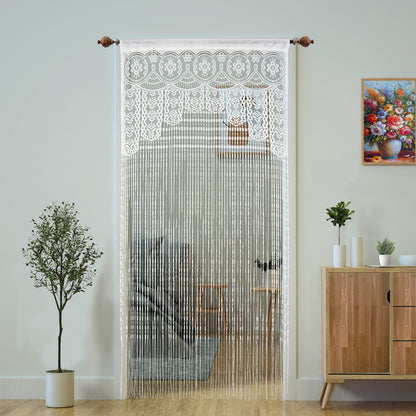 Macrame Lace Door String Curtain for Doorway, Black, 35"W x 79"L, 1 Panel