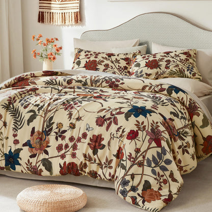 Litanika Floral Black King Comforter Set-7 Piece Botanical Birds Bedding