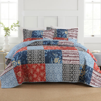Secgo Queen Comforter Set for Bed - 100% Cotton Quilts Queen Size, Green, Sage Bedspreads (90 * 98 Inch) with 2 Pillow Shams, Patchwork Reversible Lightweight Bedding