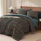Full Size Comforter Sets - 3 Pieces Blue Ruched Floral Full Bedding Set