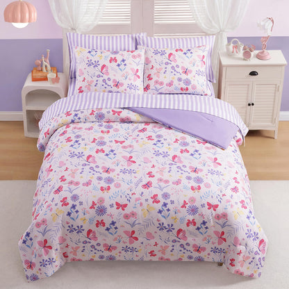 Twin XL Comforter Set for Girls Colorful Checkered Bed in a Bag 5 Pieces