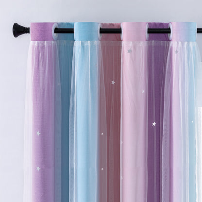XiDi Curtains for Girls Bedroom Decor, Rainbow Blackout Curtains for Kids/Little Girl Room Decor, Unicorn Wall Decals,Pink Purple Green,63 x 34 inches,1 Panel