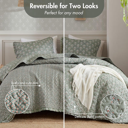 Madison Park Vintage Floral Quilt Set, 3PC King/Cal King Reversible Bed Set