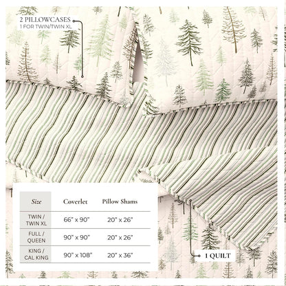 Great Bay Home Lodge Quilt Set - 3-Piece Full/Queen Size Rustic Bedding Set - Lightweight, All-Season, Reversible Bedspread (Lodge Trees)