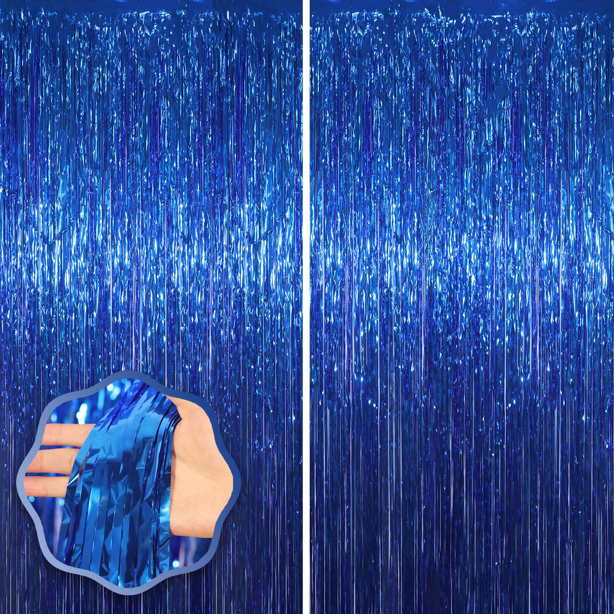 Voircoloria Laser Pink Foil Fringe Backdrop Curtains,3.3x6.6ft, 2 Pack