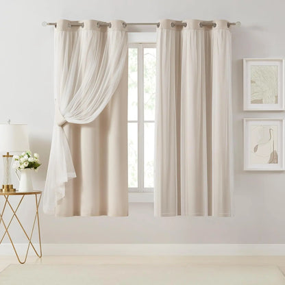European Luxury Nordic Princess Style Double Layer Sheer Curtain, Elegant Bedroom Living Room Balcony Drapes, 1pc Cloth Window Covering, Home Textile, Home Decoration Curtain, Home Decorative Curtain