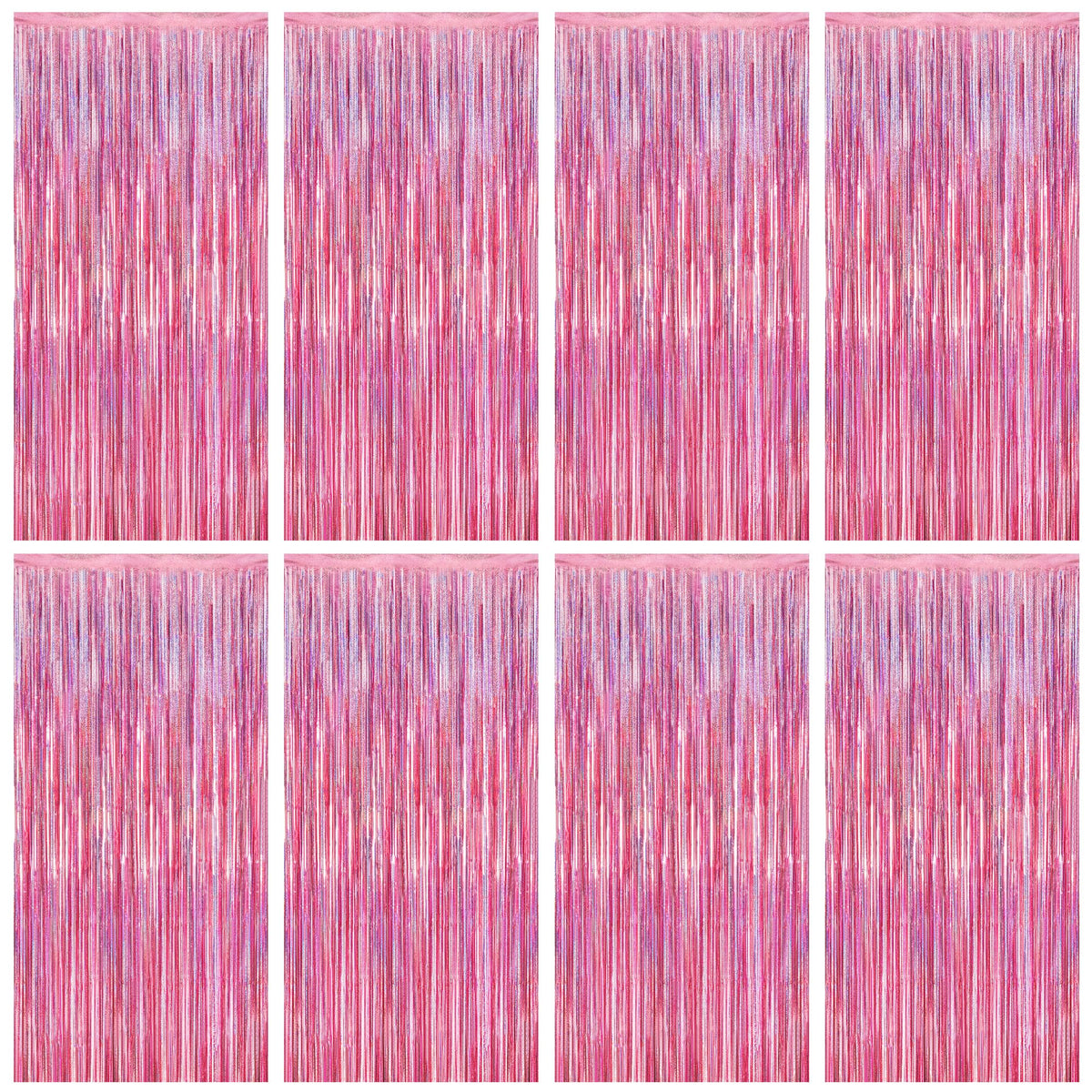 2 Pack Glitter Pink Backdrop, 3.28 FT x 7.05 FT Birthday Party Decorations, Laser Pink Fringe Curtains Foil Streamer Tinsel, Pink Curtains Photo Backdrop Happy Birthday Valentines Day Backdrop