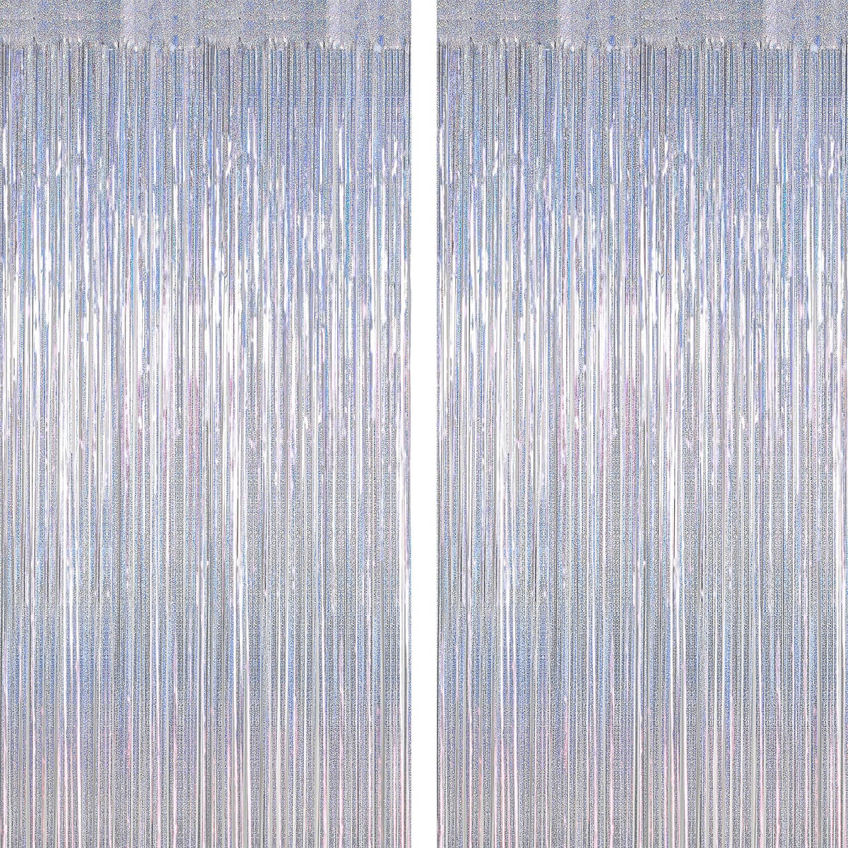 2 Pack Glitter Pink Backdrop, 3.28 FT x 7.05 FT Birthday Party Decorations, Laser Pink Fringe Curtains Foil Streamer Tinsel, Pink Curtains Photo Backdrop Happy Birthday Valentines Day Backdrop