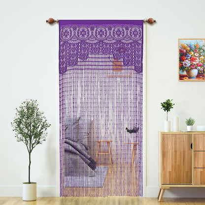Macrame Lace Door String Curtain for Doorway, Black, 35"W x 79"L, 1 Panel