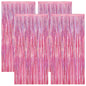 2 Pack Glitter Pink Backdrop, 3.28 FT x 7.05 FT Birthday Party Decorations, Laser Pink Fringe Curtains Foil Streamer Tinsel, Pink Curtains Photo Backdrop Happy Birthday Valentines Day Backdrop