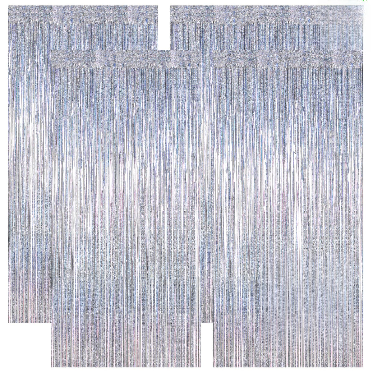 2 Pack Glitter Pink Backdrop, 3.28 FT x 7.05 FT Birthday Party Decorations, Laser Pink Fringe Curtains Foil Streamer Tinsel, Pink Curtains Photo Backdrop Happy Birthday Valentines Day Backdrop