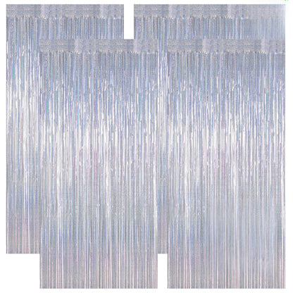 2 Pack Glitter Pink Backdrop, 3.28 FT x 7.05 FT Birthday Party Decorations, Laser Pink Fringe Curtains Foil Streamer Tinsel, Pink Curtains Photo Backdrop Happy Birthday Valentines Day Backdrop