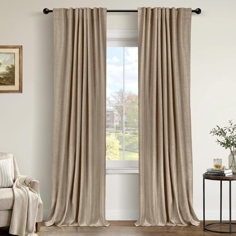 Inovaday | Blackout Curtains- 2pcs Linen Curtains for Bedroom & Living Room – Rod Pocket & Back Tab,Light Blocking Window Curtains for Apartment, Back To School,Renter-Friendly/Dorm Essentials,Home Textile