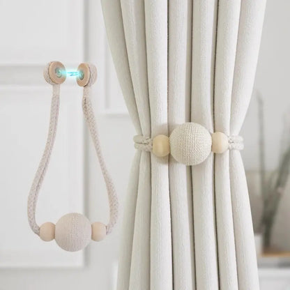 Inovaday 2pc Magnetic Curtain Tiebacks - Decorative Simple Window Decor Ropes & Straps for Securing Gauze Curtains