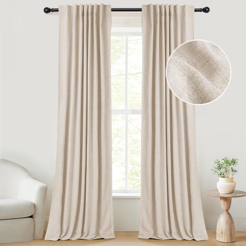 Inovaday | Blackout Curtains- 2pcs Linen Curtains for Bedroom & Living Room – Rod Pocket & Back Tab,Light Blocking Window Curtains for Apartment, Back To School,Renter-Friendly/Dorm Essentials,Home Textile