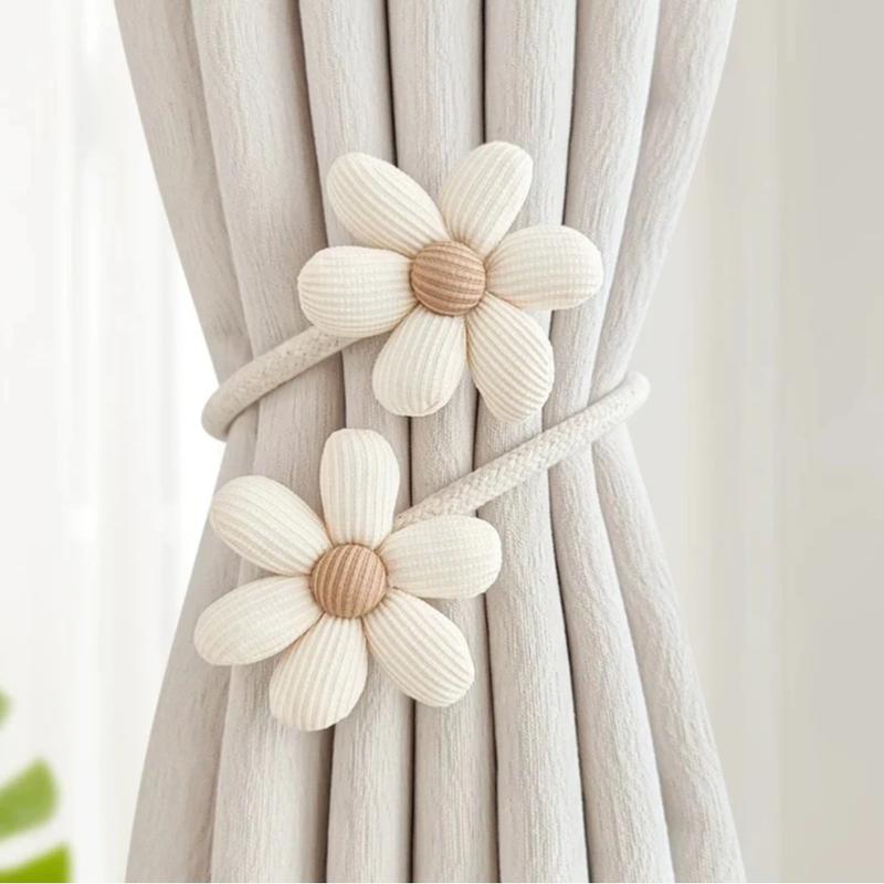 Inovaday 2pc Magnetic Curtain Tiebacks - Decorative Simple Window Decor Ropes & Straps for Securing Gauze Curtains