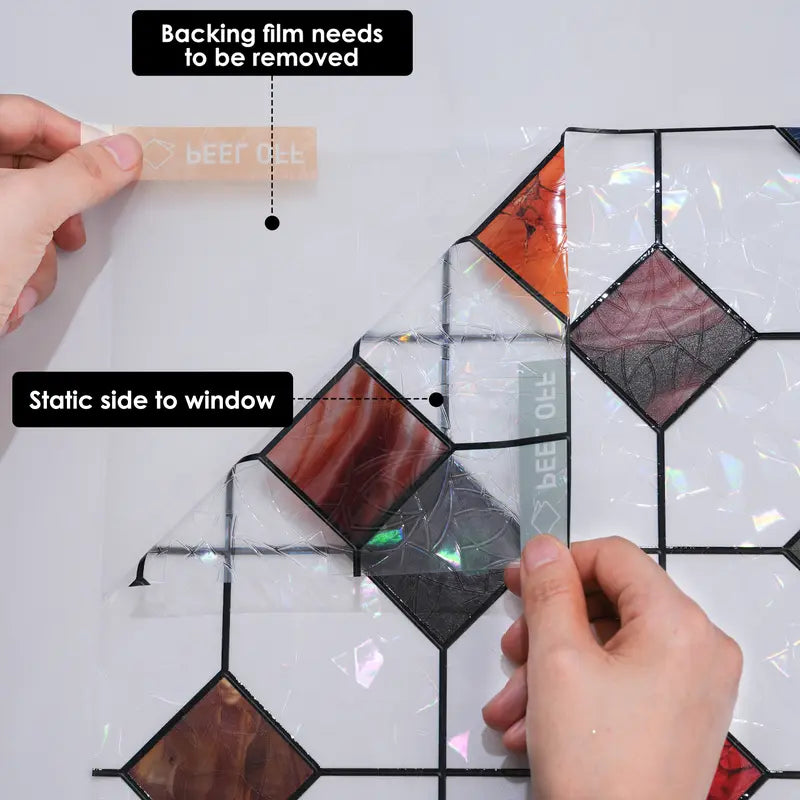 DKTIE 17.7in x 78.7in PVC Rainbow Agate Diamond Privacy Window Film - Anti-UV, Heat-Blocking, Electrostatic Cling, Easy-Install with Tools, Whimsical Home Decor, Universal Design Window Stickers & Films, Graphics Decal for Bedroom, Bathroom Supplies